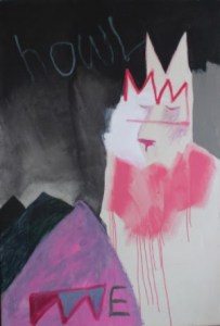 'The Howling (Hund) I will not survive but we will.' Acrylic and watercolour pencil on canvas, 115cm x 170cm