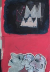 "Three hipsters" Diptich Acrylic, chalk and oil bar on canvas, 130cm x 90cm