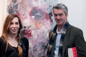 Artist Katarzyna Gajewska with "Floating Gardenia" and Alan Morton Katarzyna Gajewska, polish art, art exhibition, art opening, Origin gallery Dublin